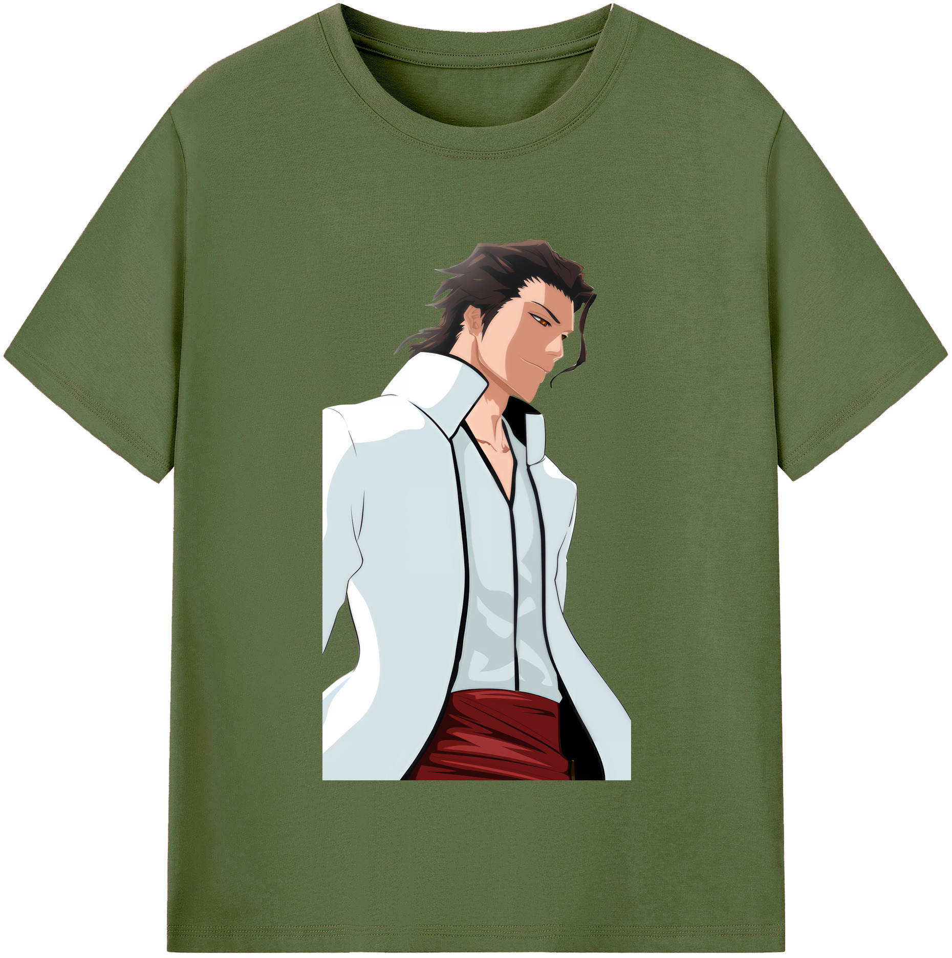 （画像用） ブリーチ 藍染 惣右介（あいぜん そうすけ） BLEACH Aizen Sousuke 綿100％半袖Tシャツ（フロントプリント）